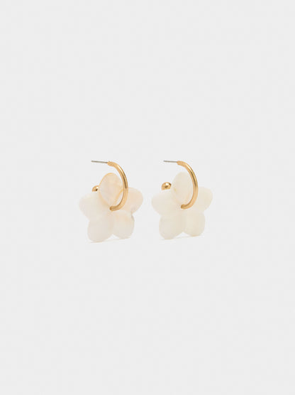 Hoop Earrings With Shell Flower