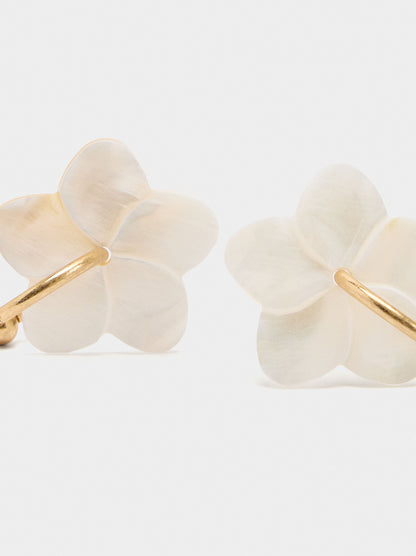 Hoop Earrings With Shell Flower