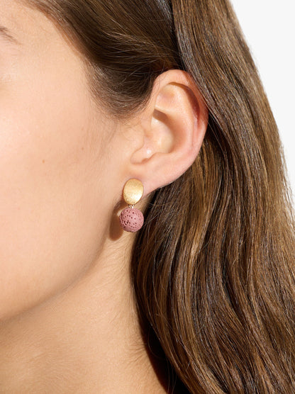 Short Earrings With Coral Effect