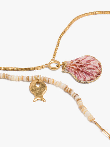 Set Of Necklaces With Shell And Fish