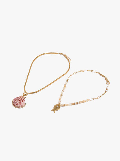 Set Of Necklaces With Shell And Fish