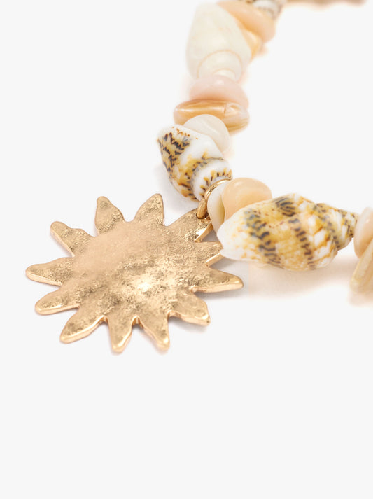 Elastic Bracelet With Shells And Sun