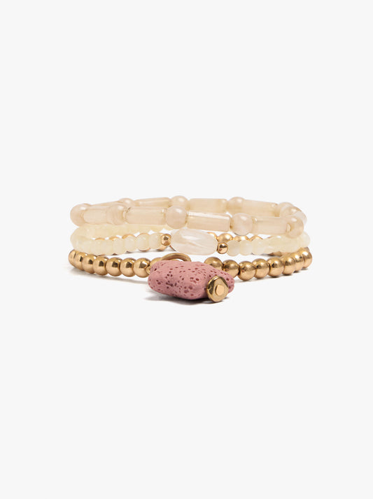 Set Of Elastic Bracelets With Star Coral Effect