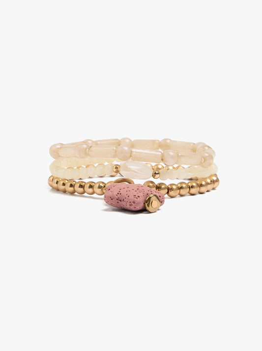 Set Of Elastic Bracelets With Star Coral Effect