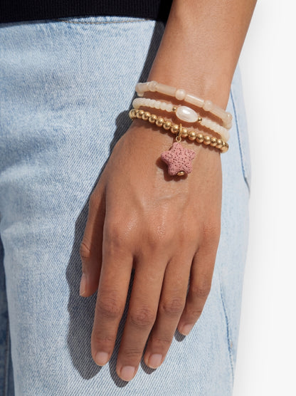 Set Of Elastic Bracelets With Star Coral Effect