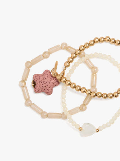Set Of Elastic Bracelets With Star Coral Effect