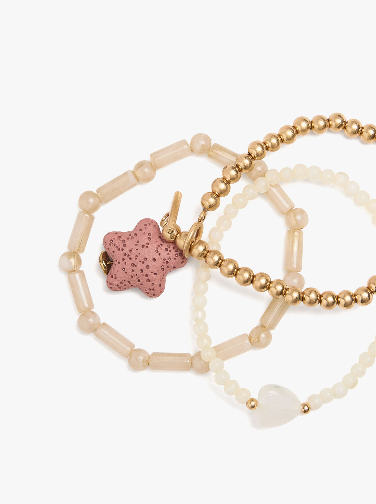 Set Of Elastic Bracelets With Star Coral Effect