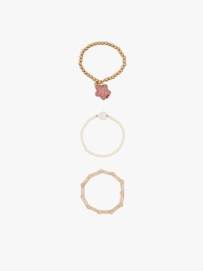 Set Of Elastic Bracelets With Star Coral Effect