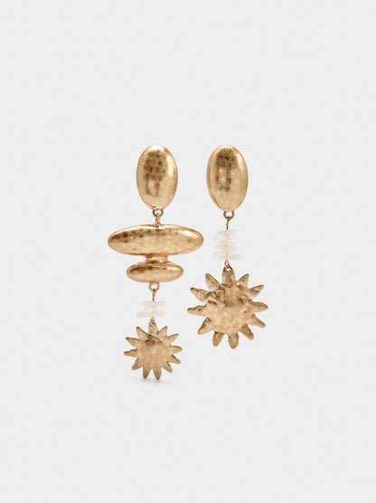Asymmetric Long Earrings With Sun