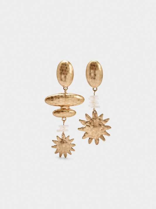 Asymmetric Long Earrings With Sun