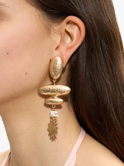 Asymmetric Long Earrings With Sun