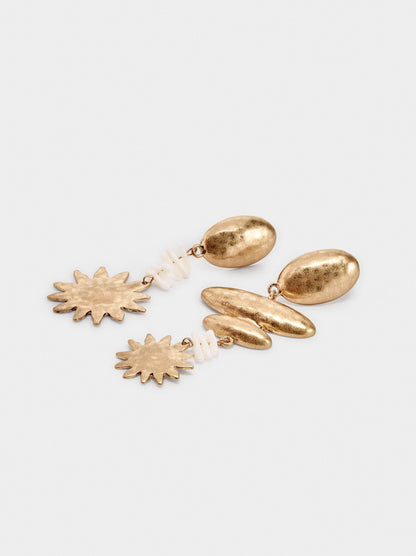 Asymmetric Long Earrings With Sun