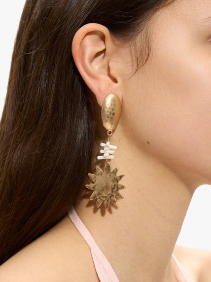 Asymmetric Long Earrings With Sun