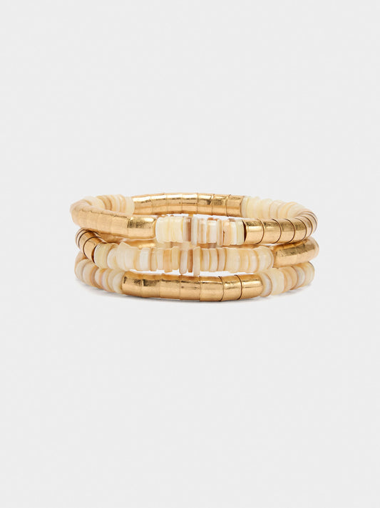 Set Of Elastic Bracelets With Shells
