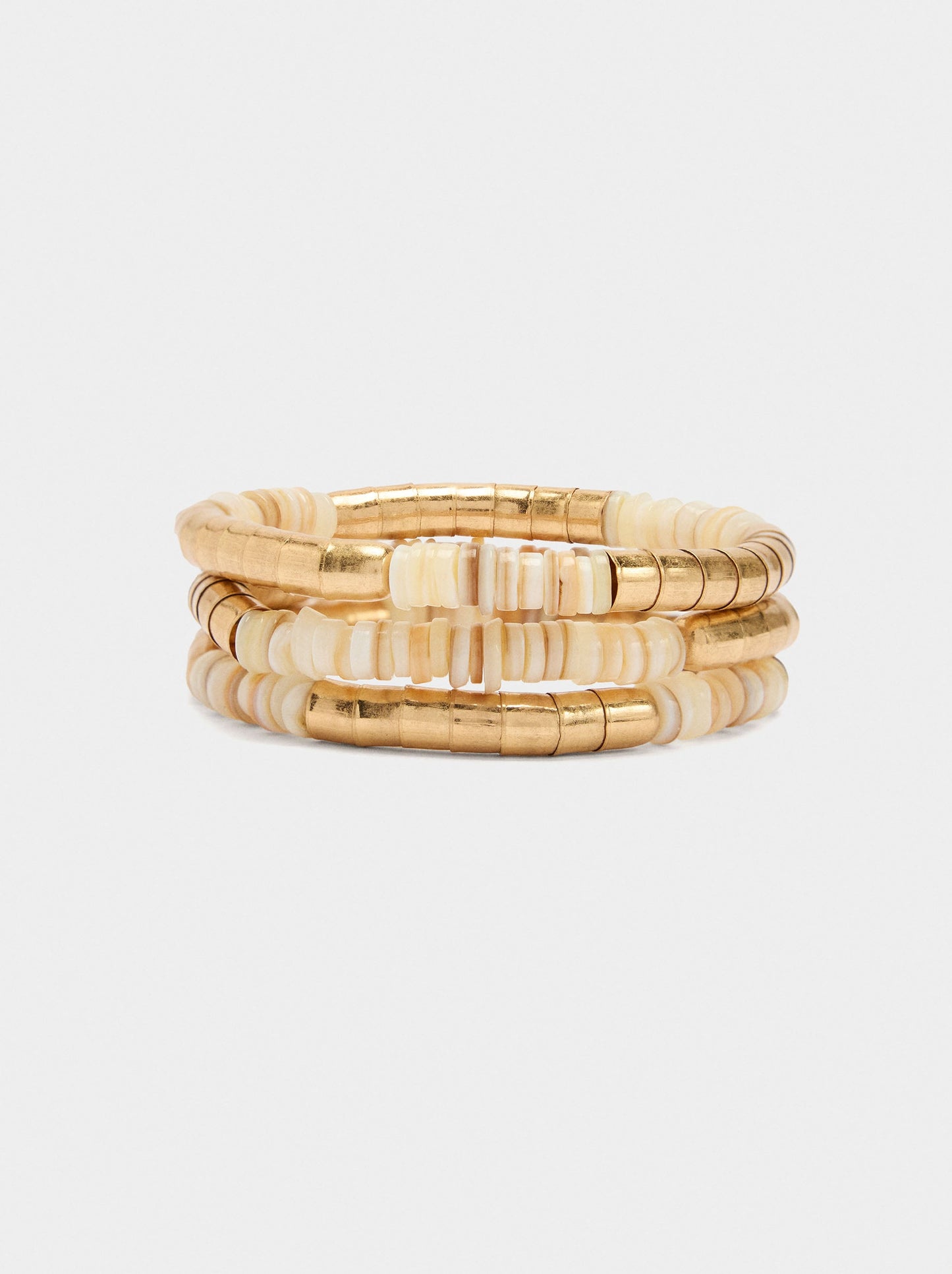 Set Of Elastic Bracelets With Shells