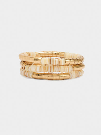 Set Of Elastic Bracelets With Shells
