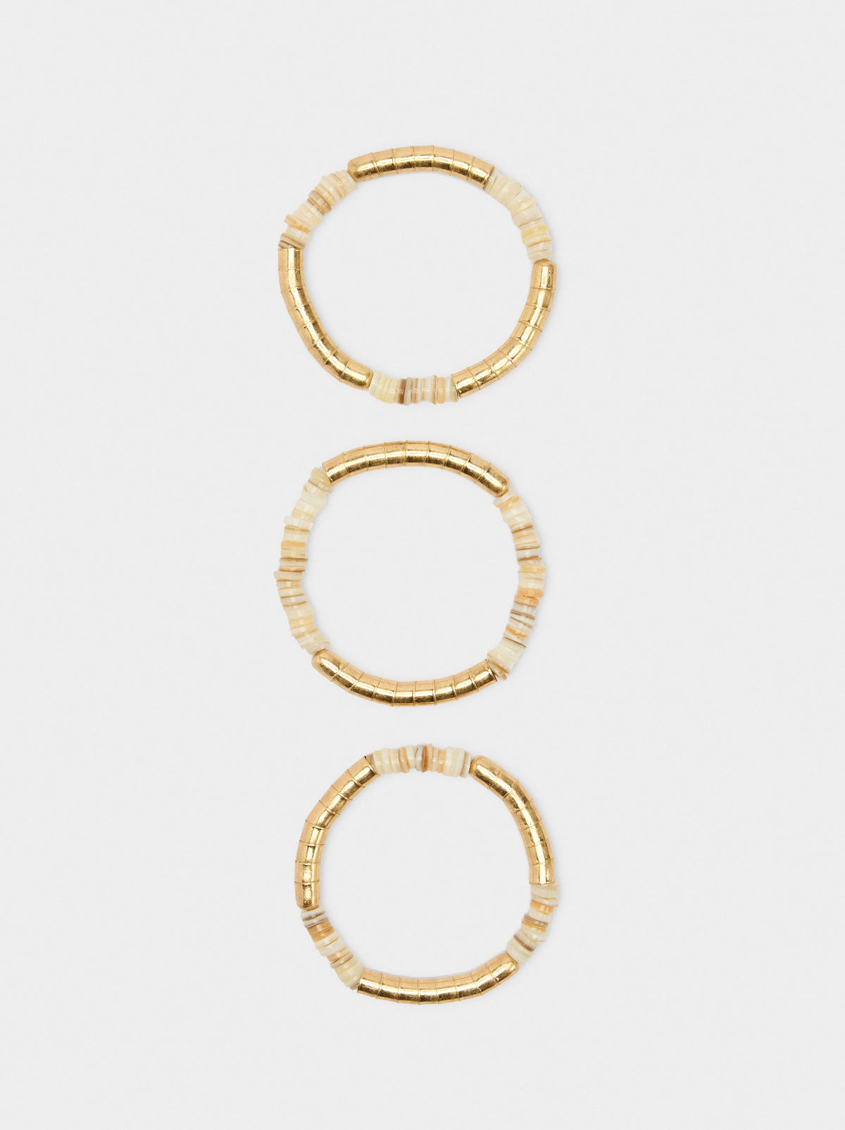 Set Of Elastic Bracelets With Shells