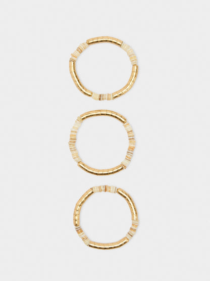 Set Of Elastic Bracelets With Shells