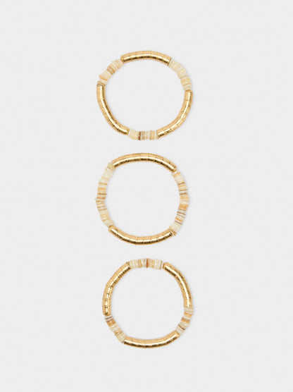 Set Of Elastic Bracelets With Shells