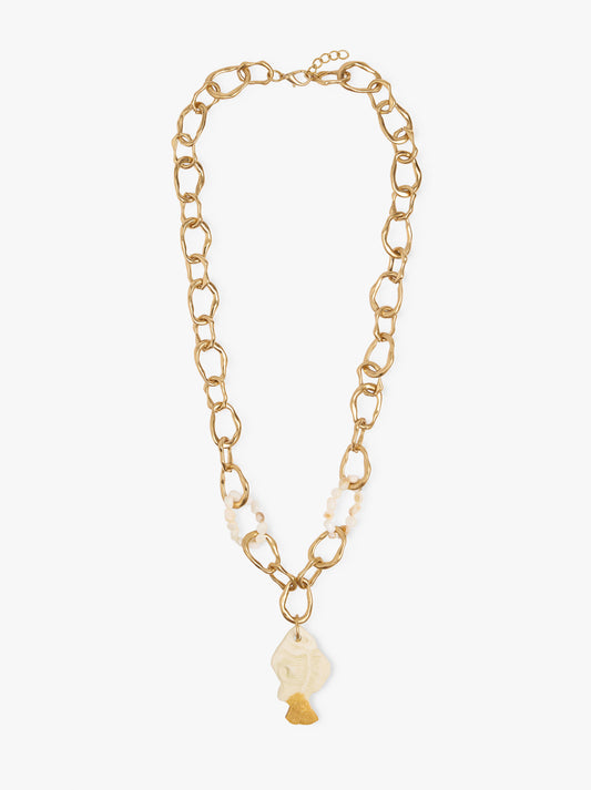 Necklace With Shells And With Fish Pendant