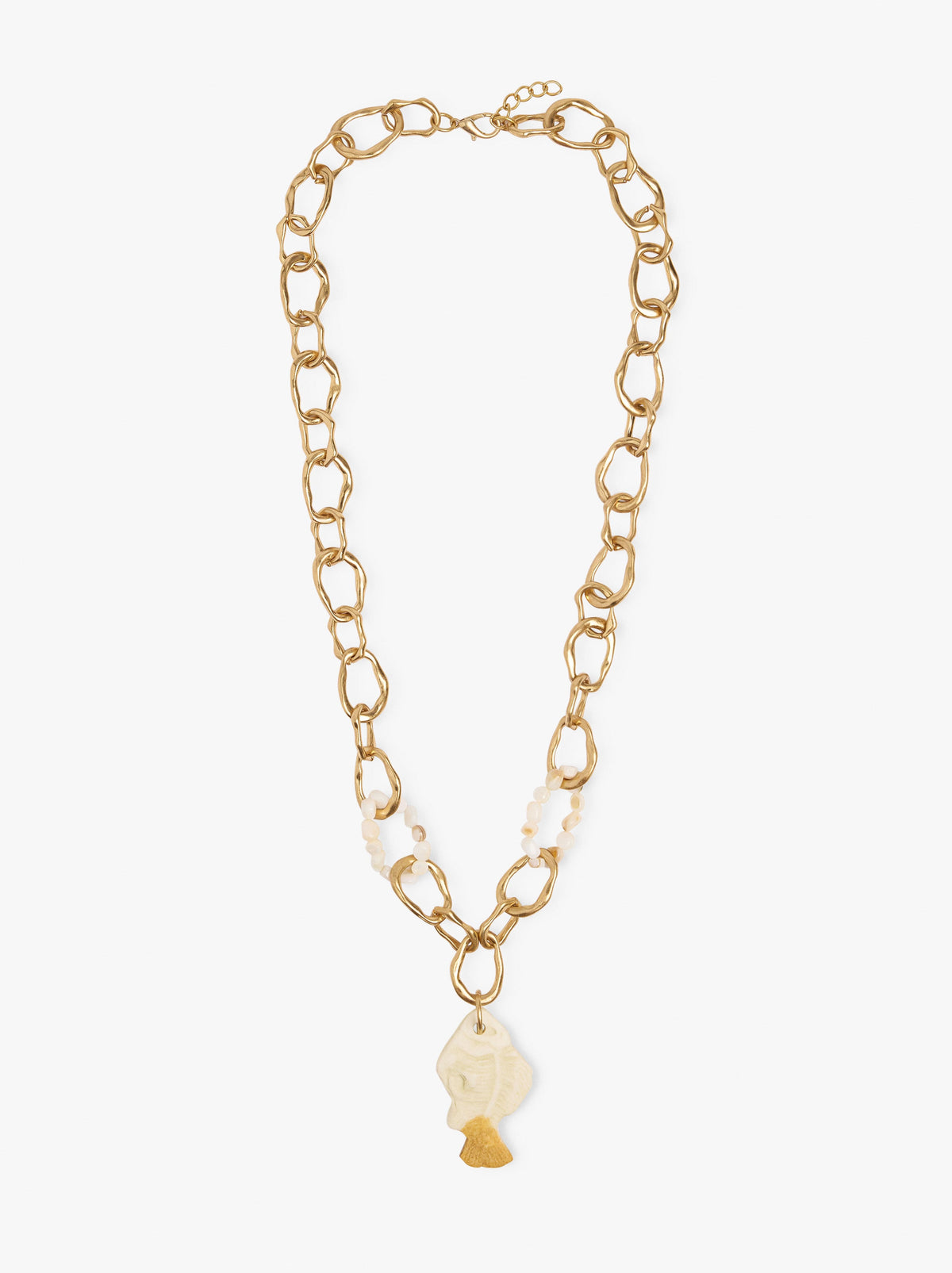 Necklace With Shells And With Fish Pendant