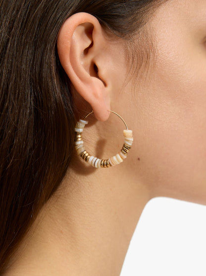Hoop Earrings With Shell Beads
