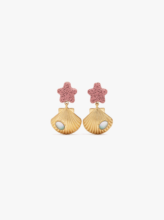 Coral Effect Earrings With Shells
