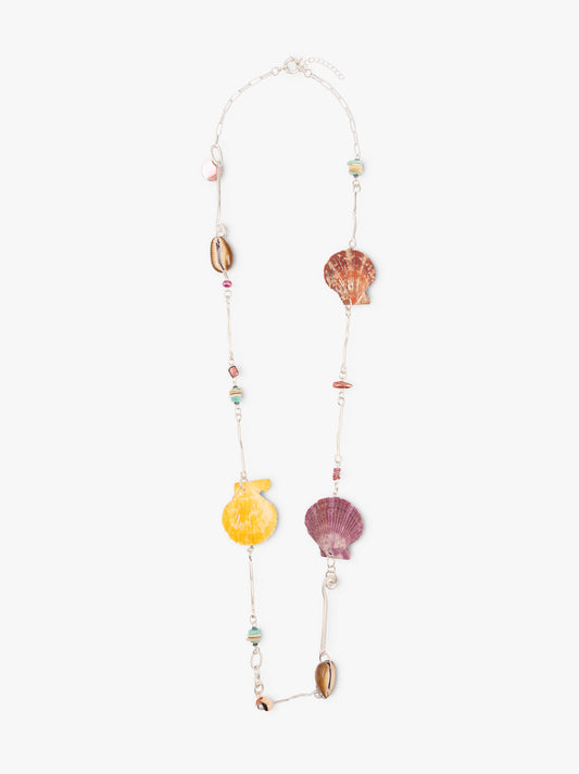 Long Necklace With Bars And Multicolor Shells