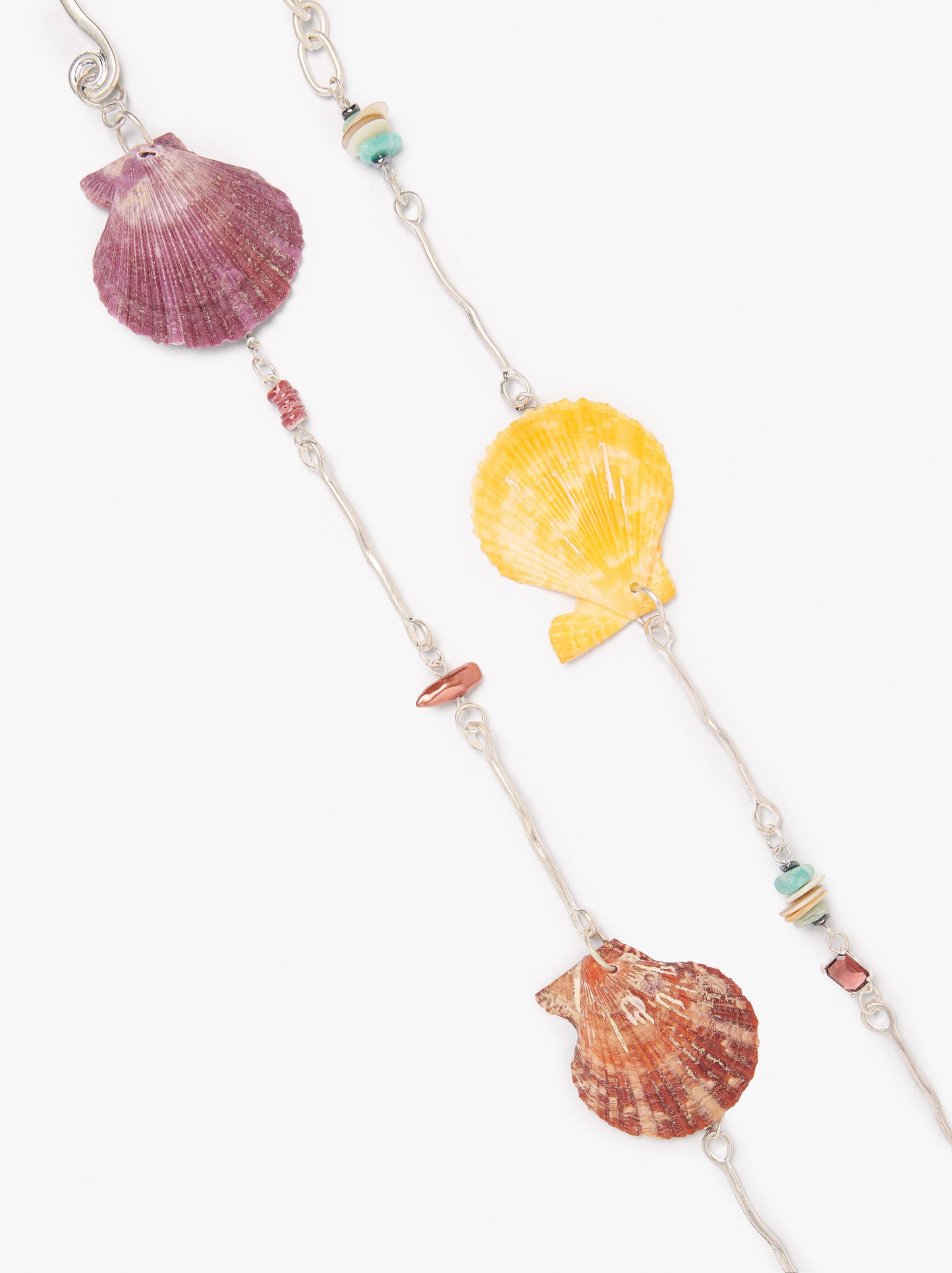 Long Necklace With Bars And Multicolor Shells