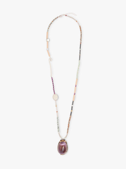 Long Necklace With Shell Beads And Stones