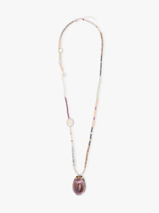 Long Necklace With Shell Beads And Stones