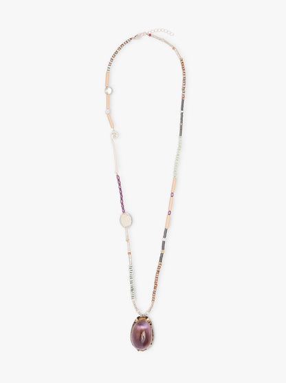 Long Necklace With Shell Beads And Stones