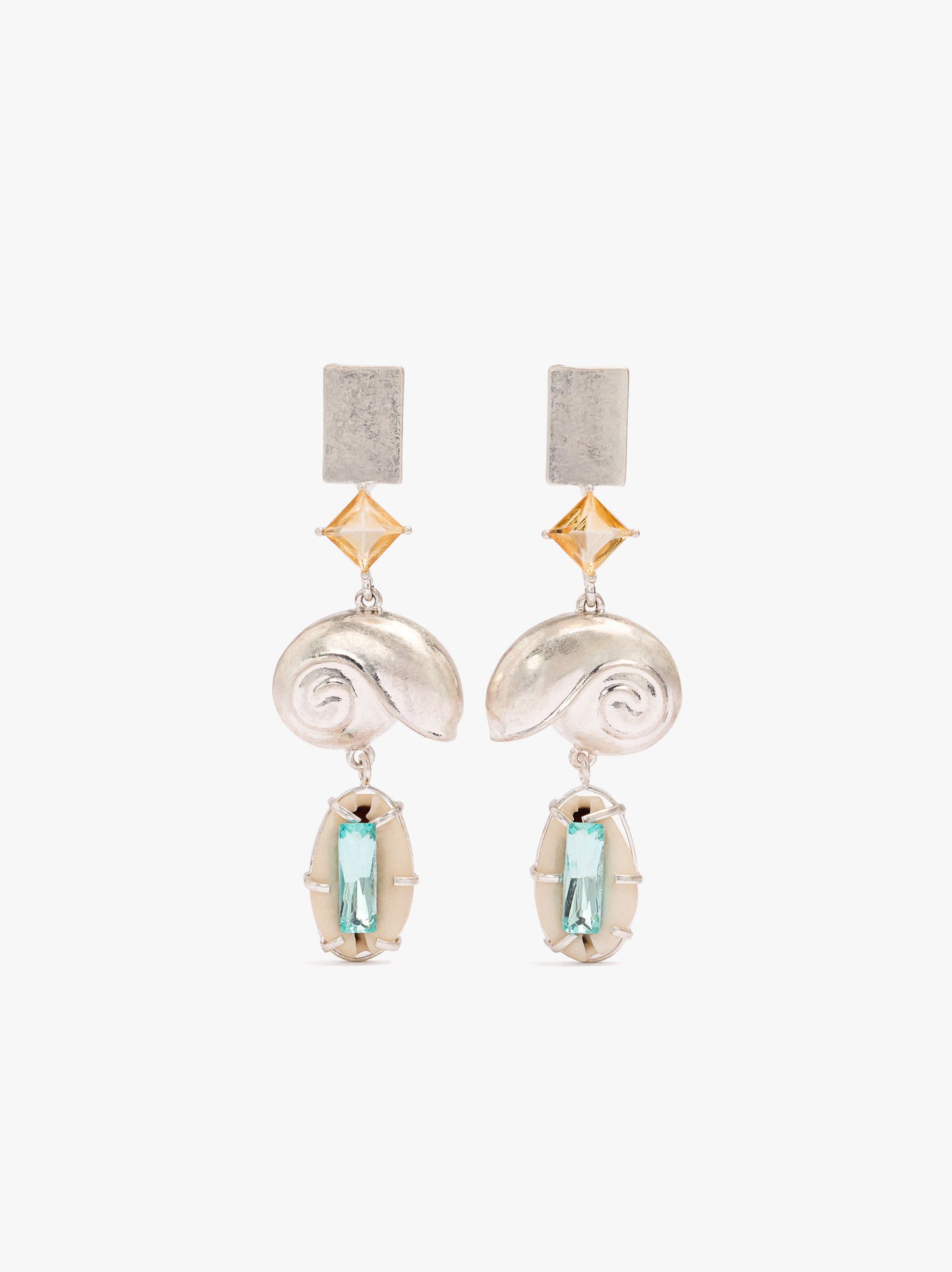Long Spiral Snail Earrings With Shells