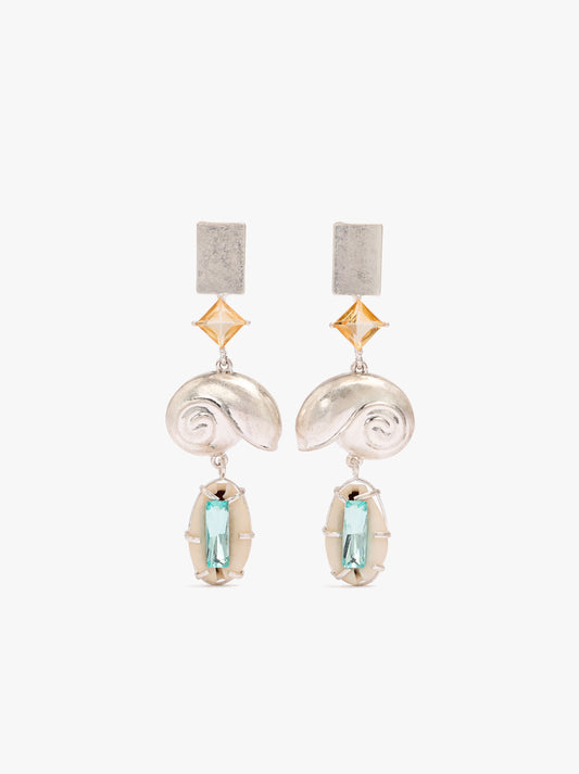 Long Spiral Snail Earrings With Shells