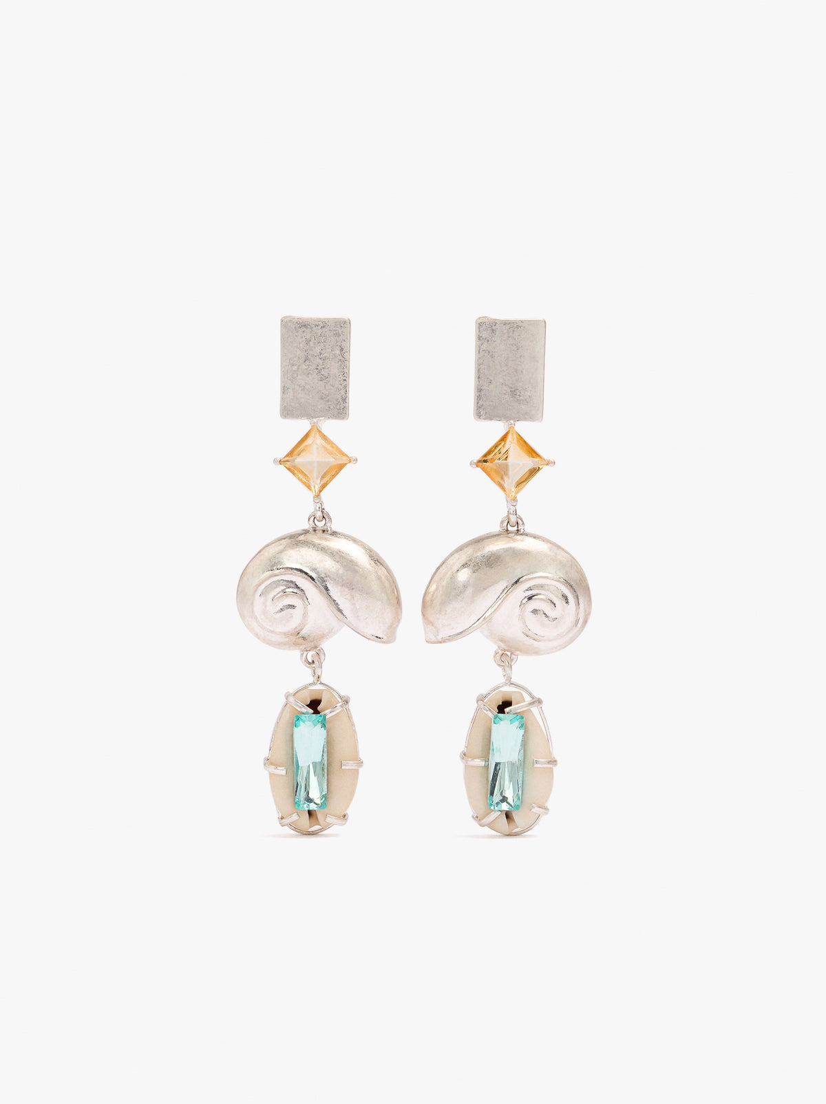 Long Spiral Snail Earrings With Shells
