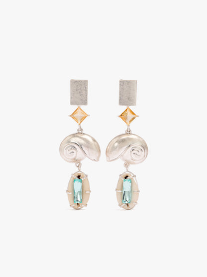Long Spiral Snail Earrings With Shells