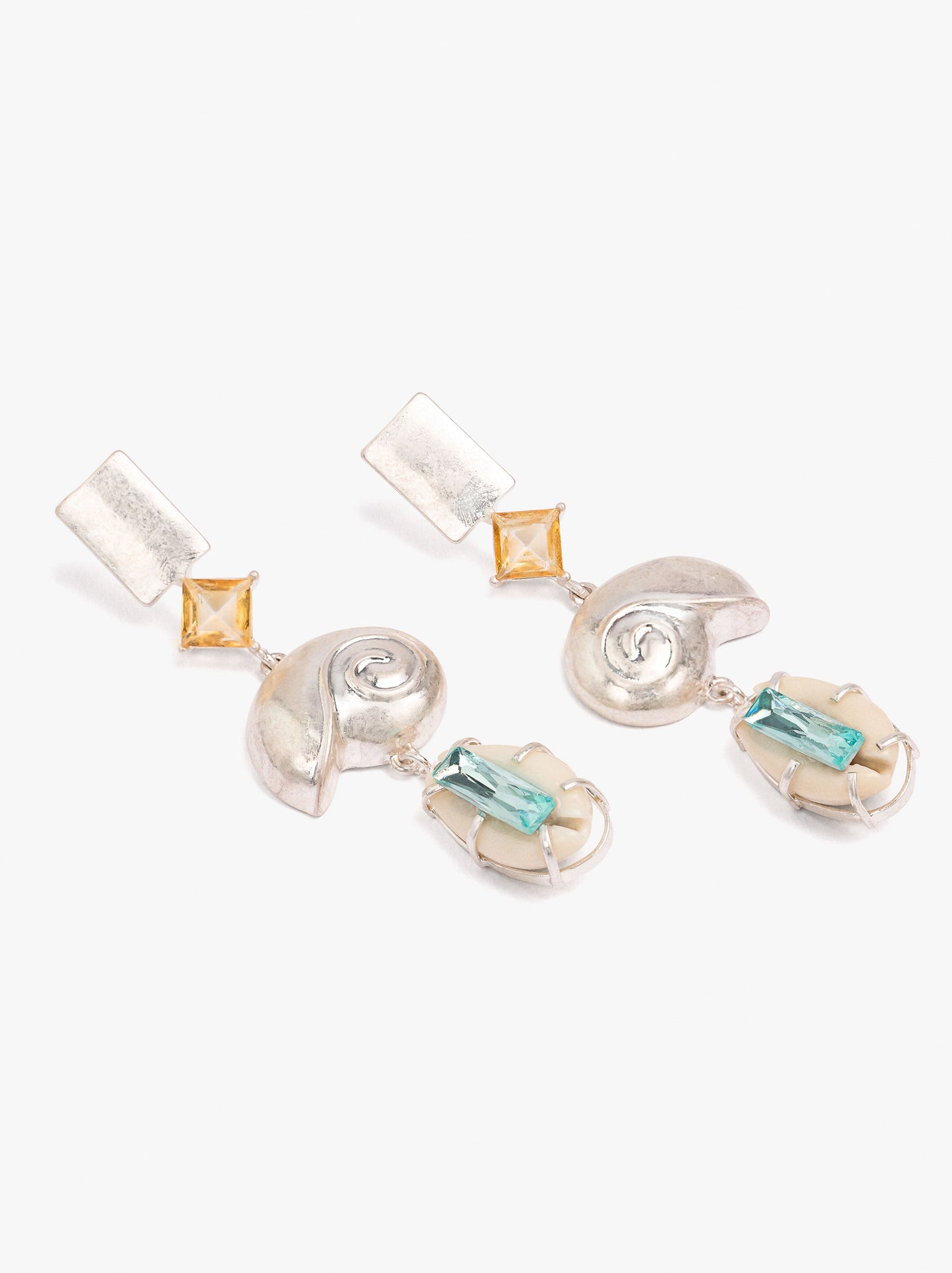 Long Spiral Snail Earrings With Shells