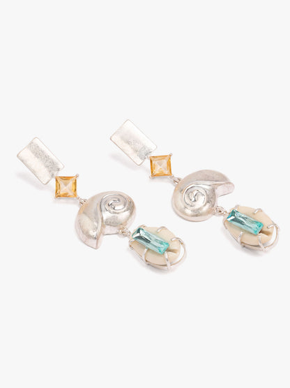 Long Spiral Snail Earrings With Shells