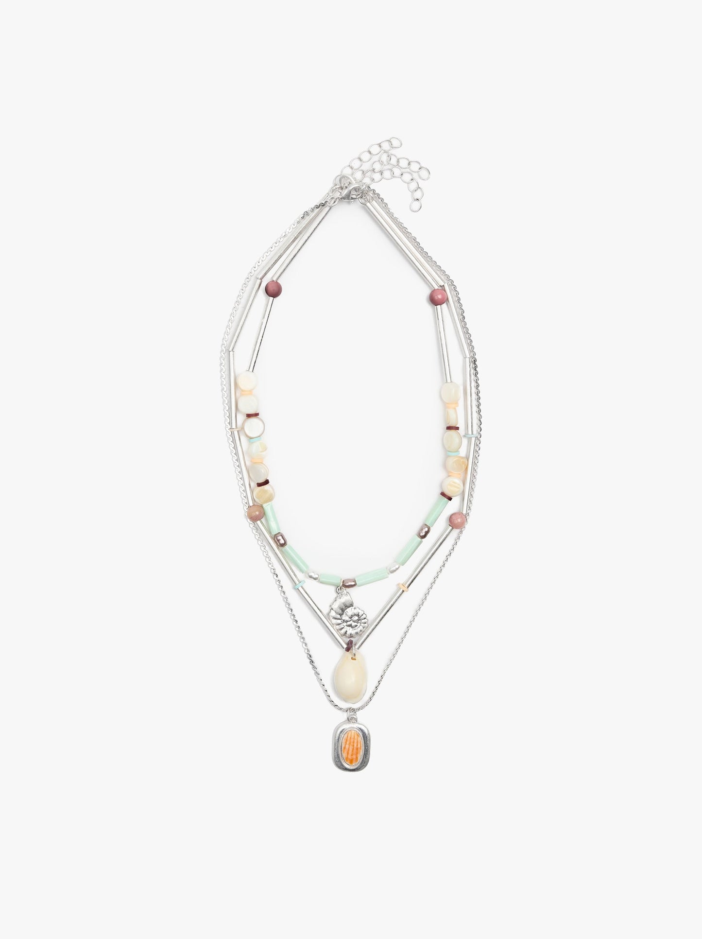 Set Of Necklaces With Stones And Shells