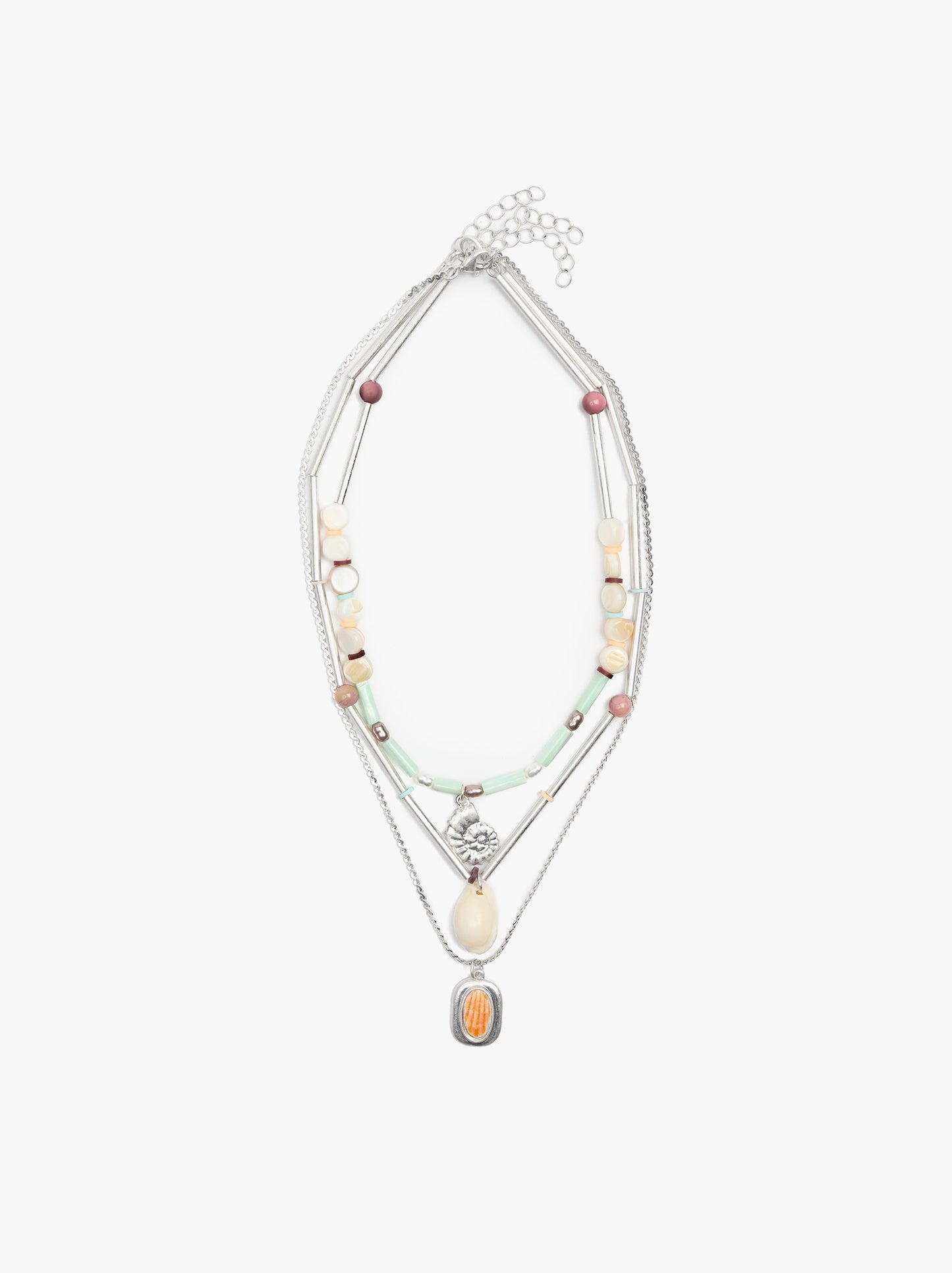Set Of Necklaces With Stones And Shells