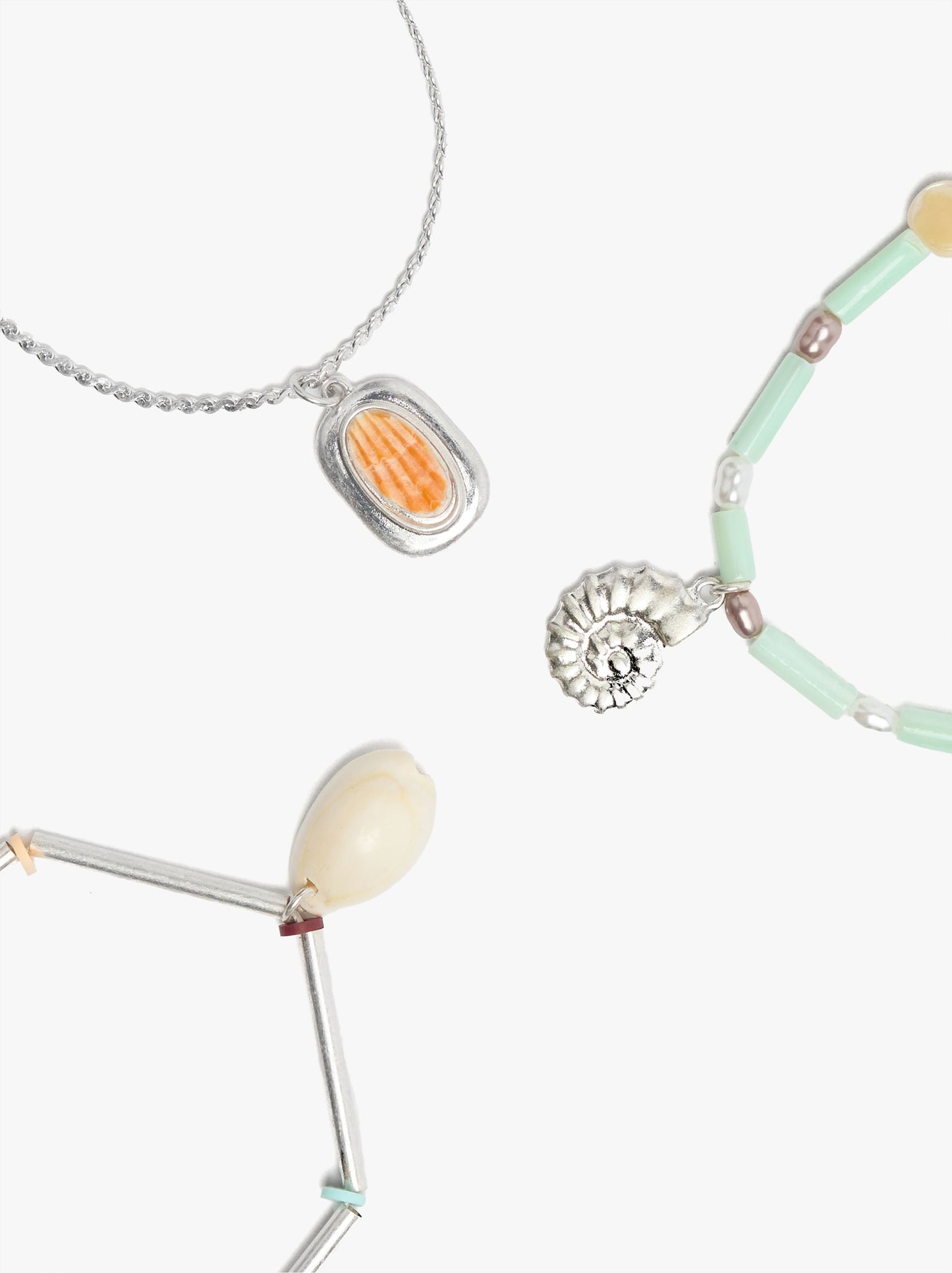 Set Of Necklaces With Stones And Shells