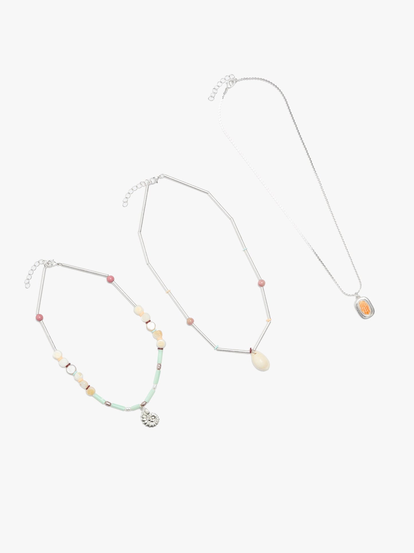 Set Of Necklaces With Stones And Shells