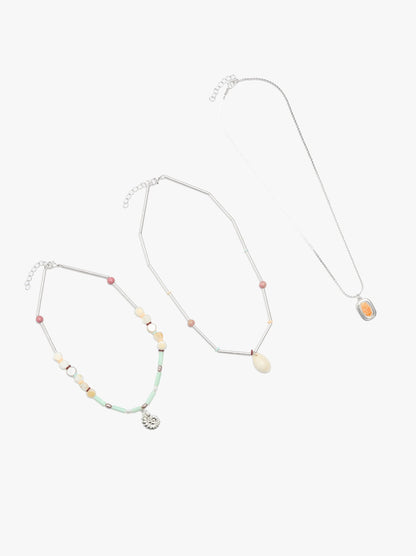 Set Of Necklaces With Stones And Shells