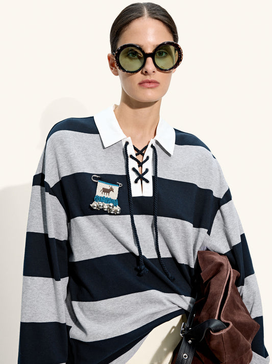 Sweatshirt With Stripes 100% Cotton