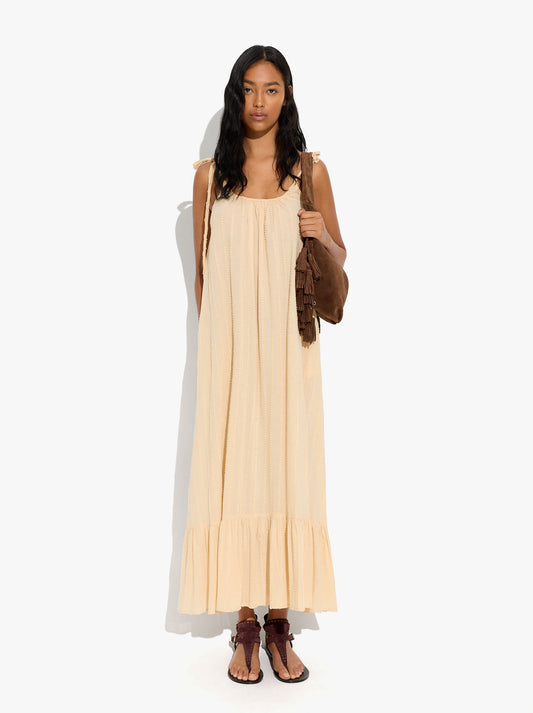 Dress With Embossed Texture Straps 100% Cotton