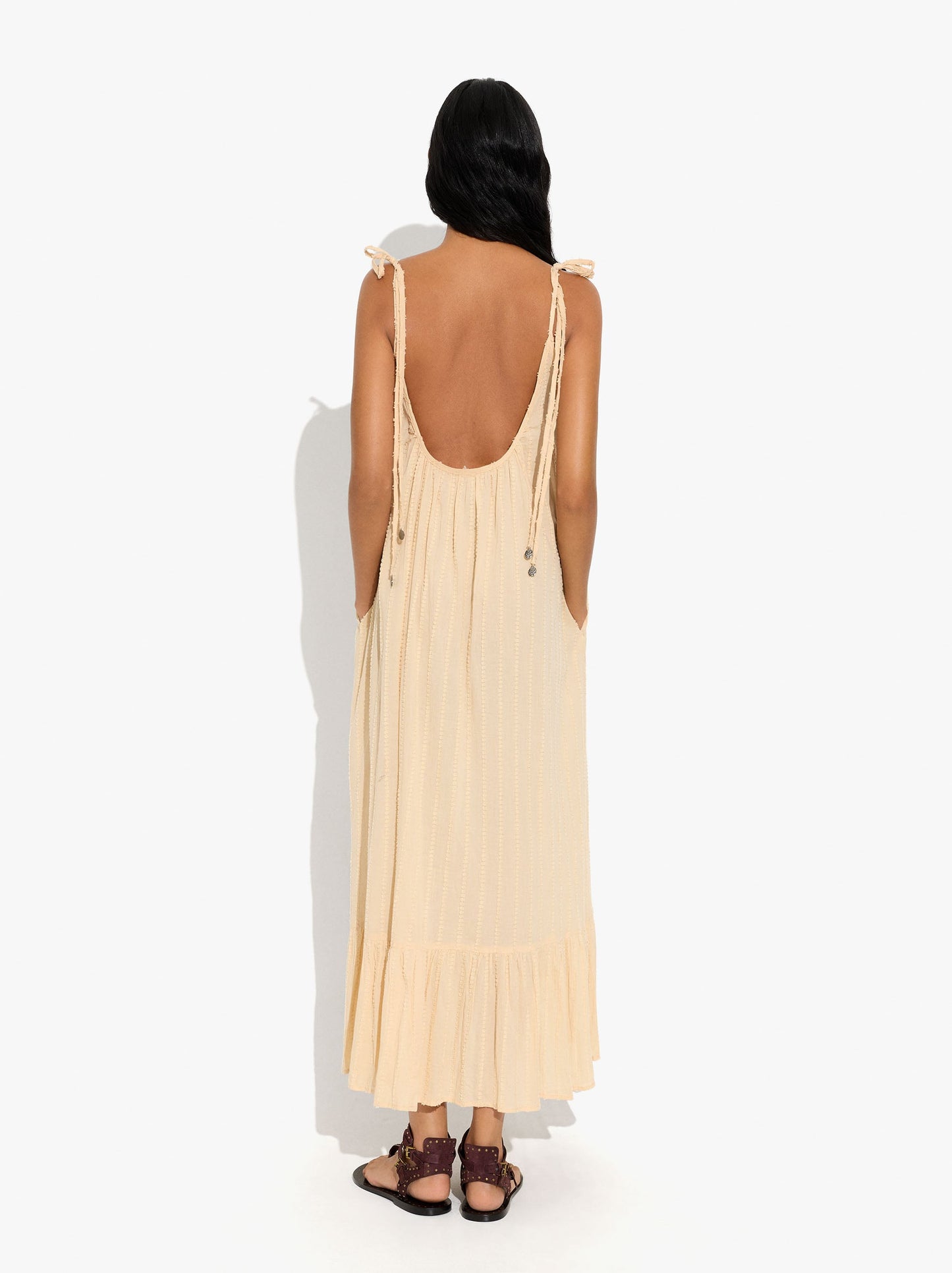 Dress With Embossed Texture Straps 100% Cotton