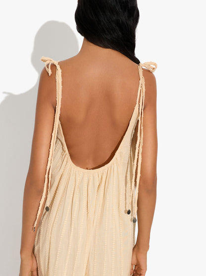 Dress With Embossed Texture Straps 100% Cotton