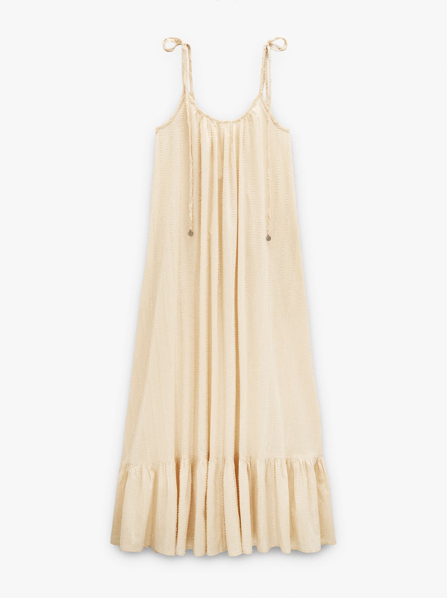 Dress With Embossed Texture Straps 100% Cotton