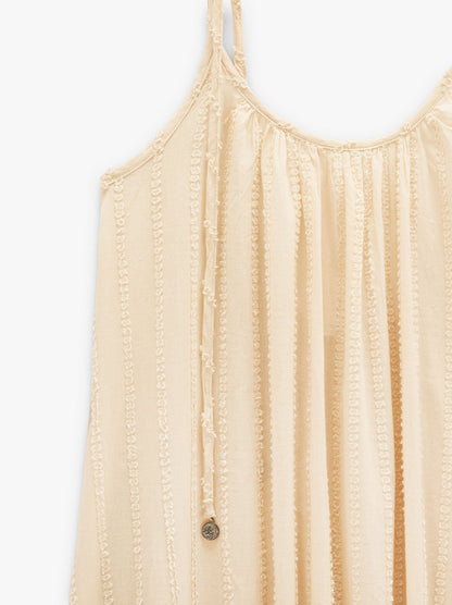 Dress With Embossed Texture Straps 100% Cotton