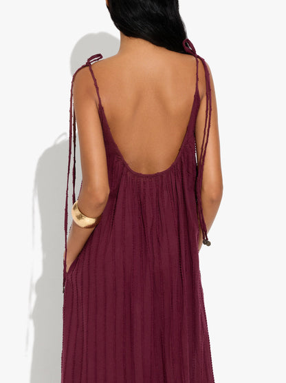 Dress With Embossed Texture Straps 100% Cotton
